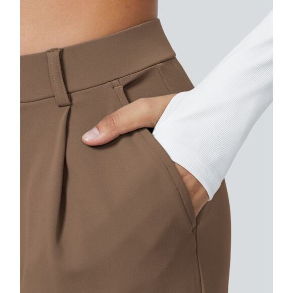 NWT High Waisted Side Pocket Straight Leg Work Pants, Burro, Size L - Picture 3 of 7